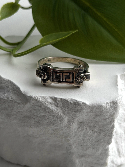 Men's Vintage Greek Key 925 Sterling Silver Ring Size 12.5