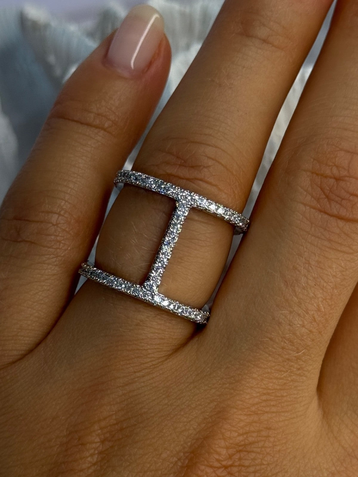 Elegant Design 925 Sterling Silver CZ Ring Size 7 & 8