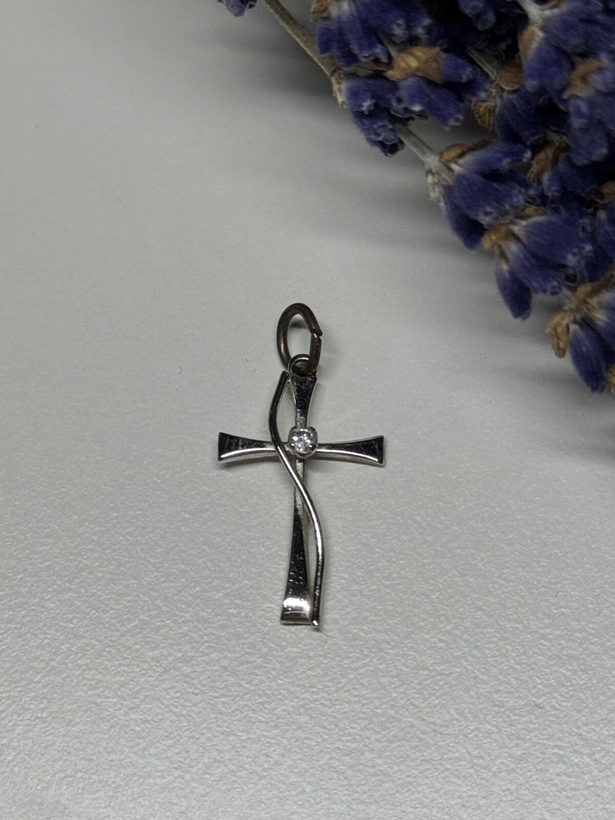 925 Sterling Silver Cross CZ Lenght 26.5 Mm