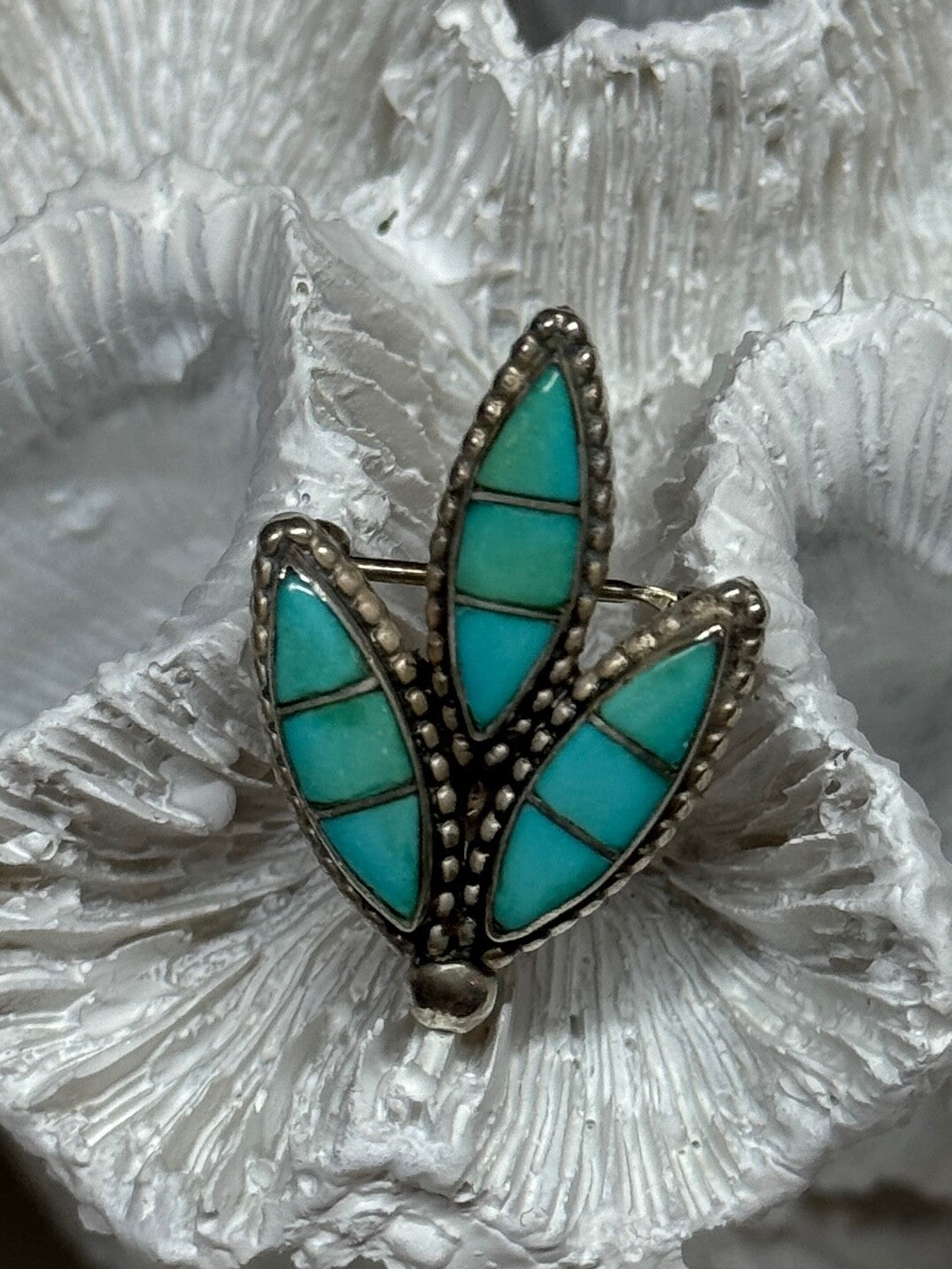 925 Sterling Silver Turquoise Brooch Length 1.3 Inch