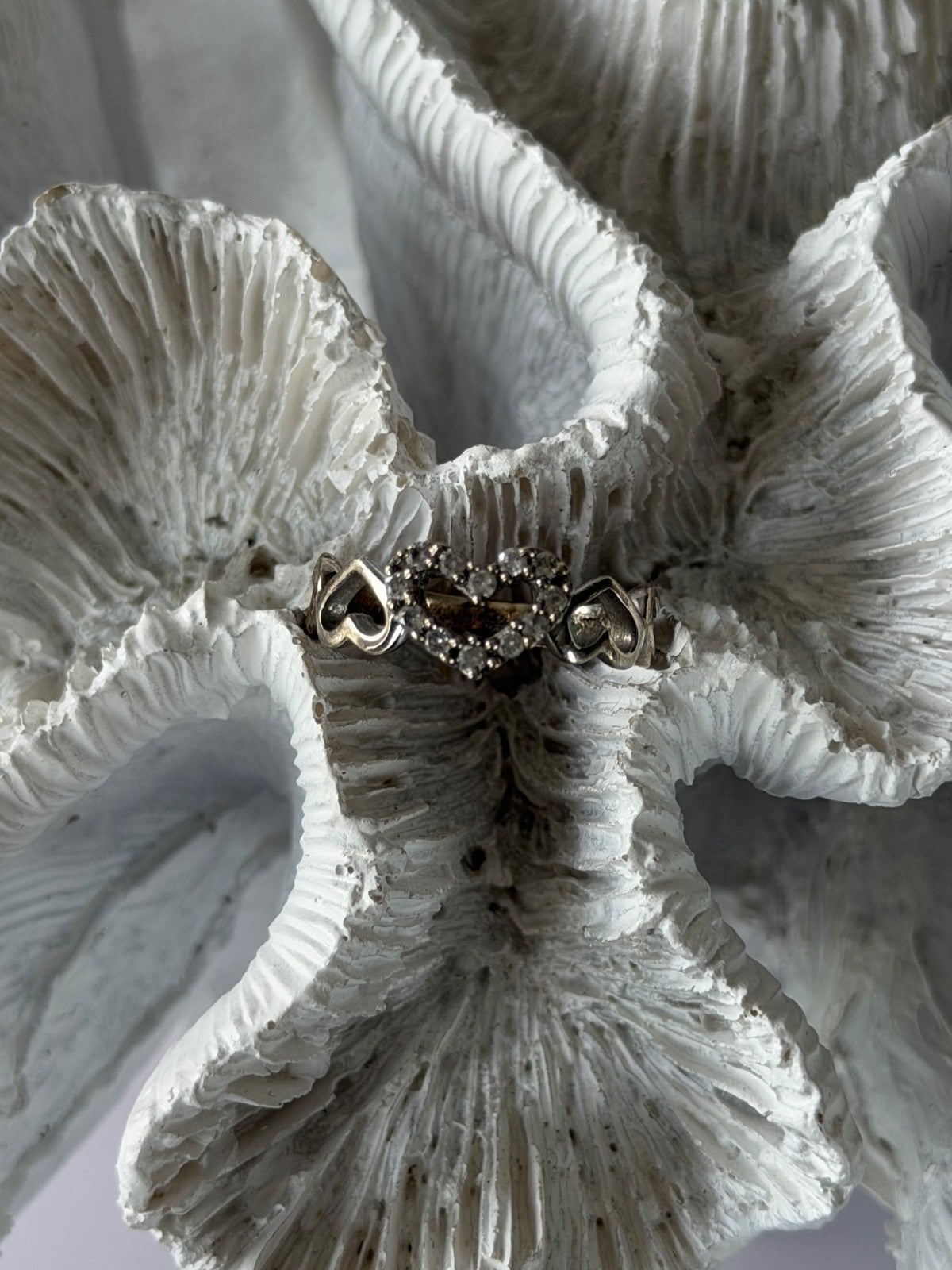 925 Sterling Silver White Topaz Heart Ring Size 7