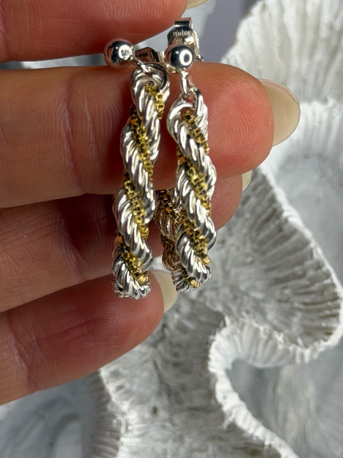Italy Milor 925 Sterling Silver & Gold Plated Earrings