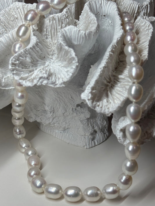 925 Sterling Silver Freshwater Pearls Necklace Length 18 IN