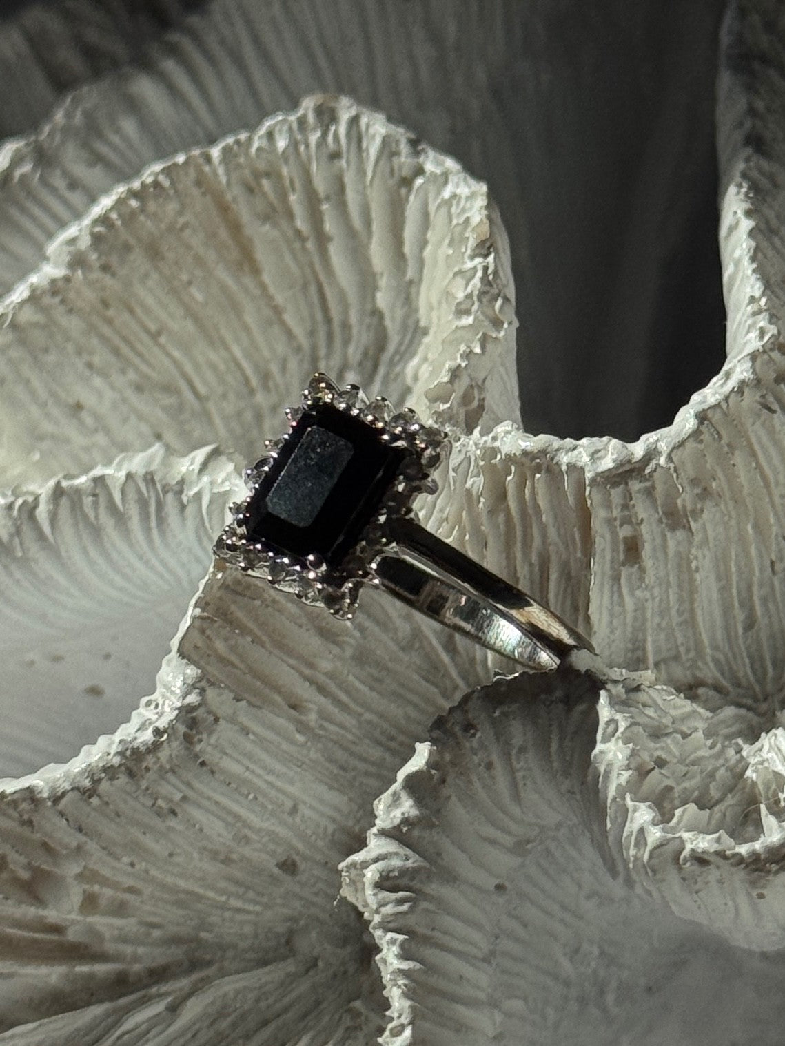 925 Sterling Silver Onyx & Beryl Ring Size 9