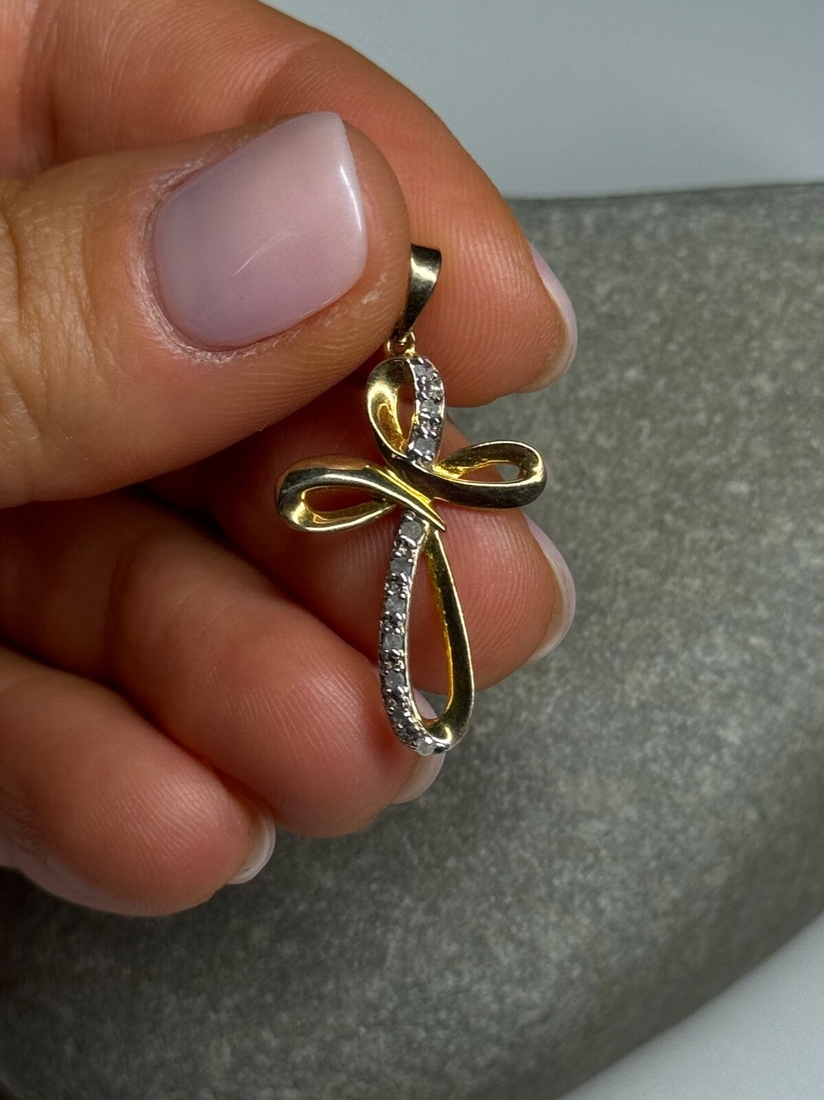 925 Sterling Silver Gold Plated Beryl Cross Length 32 Mm