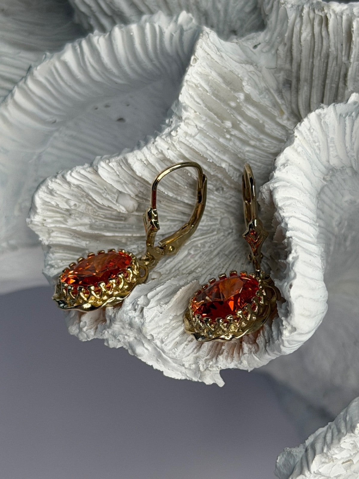 925 Sterling Silver Gold Plated Mandarine Garnet Earrings