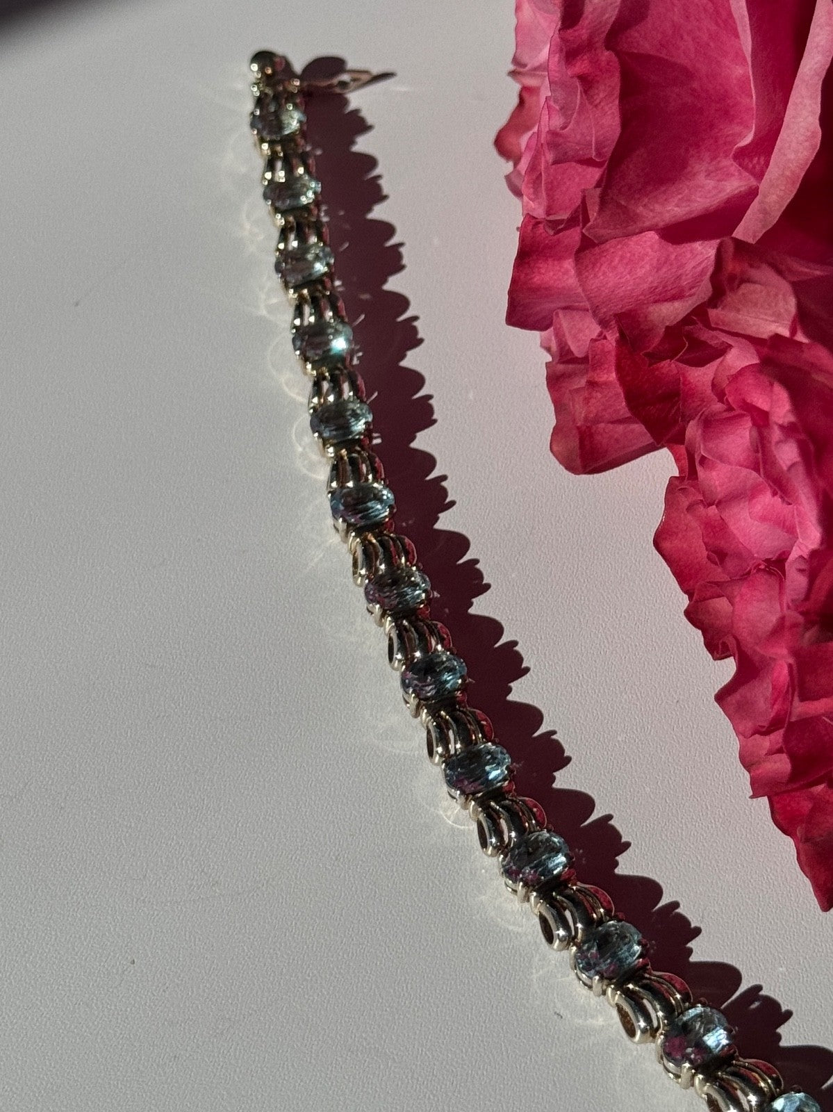 925 Sterling Silver Blue Topaz Bracelet 7.5 Inch
