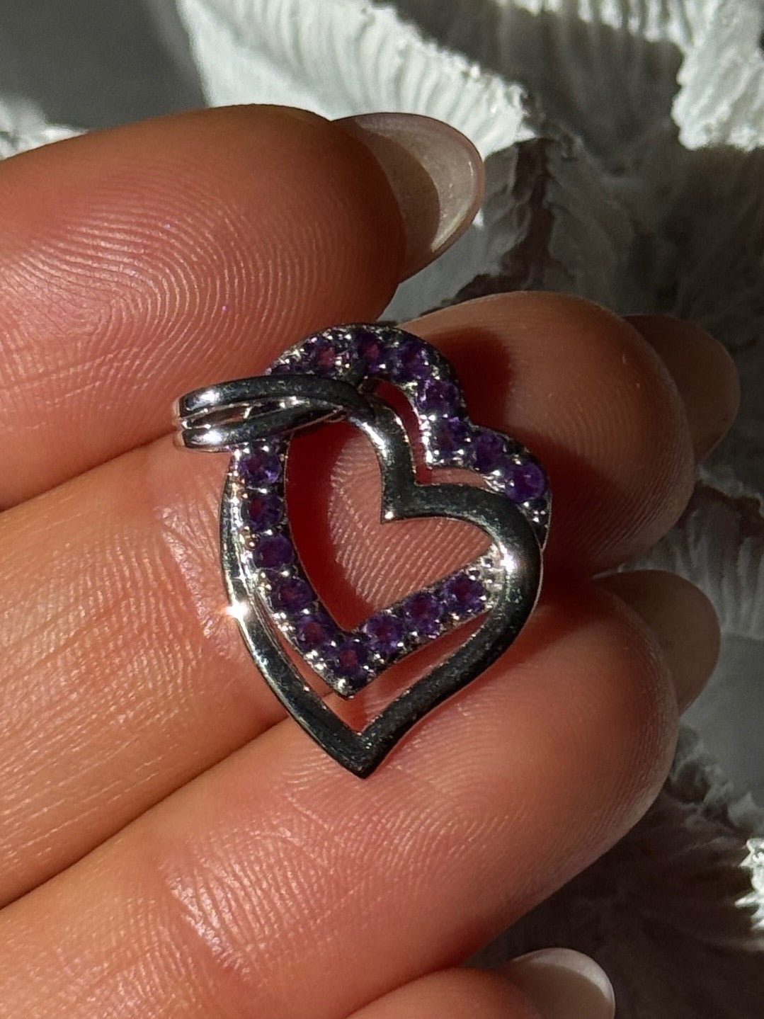 925 Sterling Silver Amethyst Heart Pendant