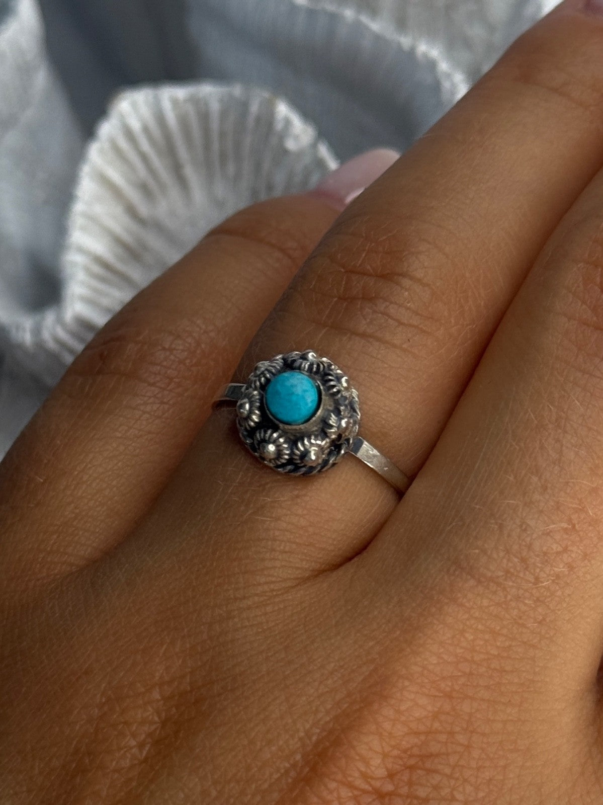 925 Sterling Silver Turquoise Ring Size 7