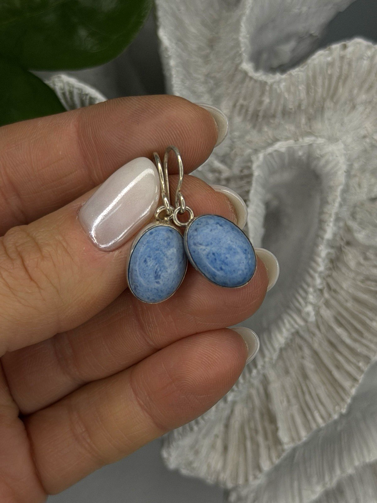 Vintage 925 Sterling Silver Dangle Lapis Earrings