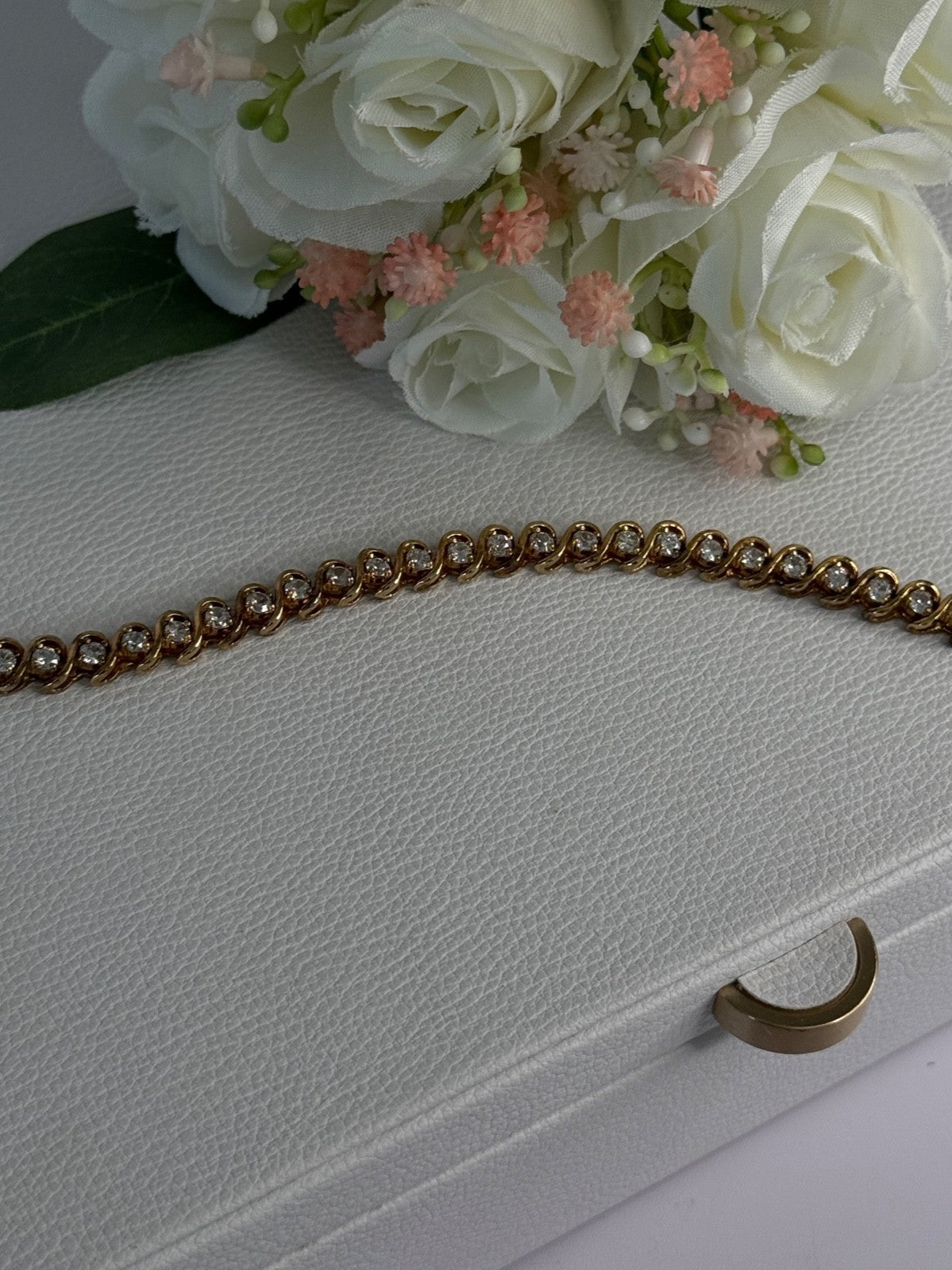 Fas 925 Sterling Silver Gold Plated CZ Bracelet Length 8.5 Inch
