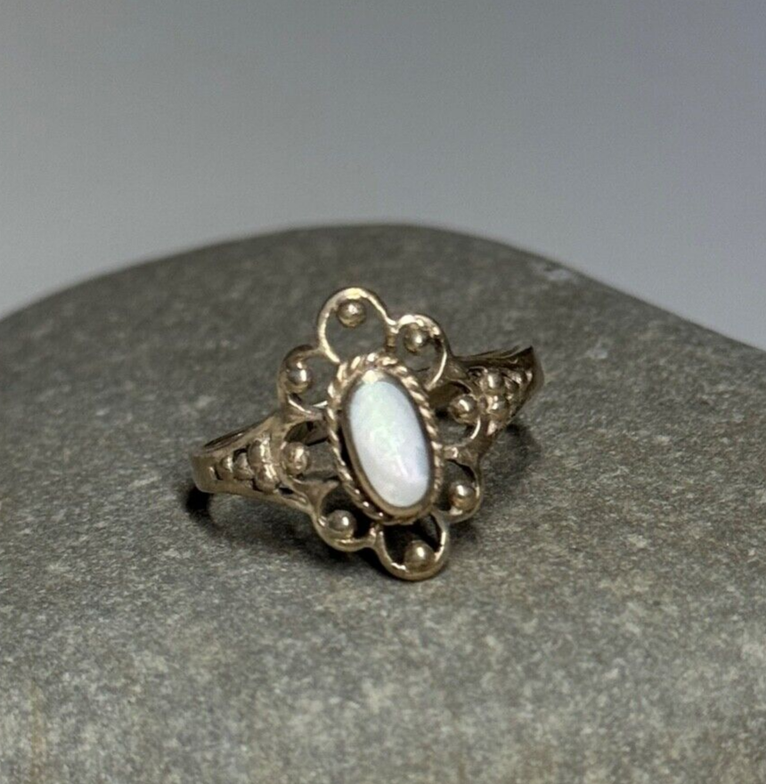 925 Sterling Silver Abalone Ring Size 7