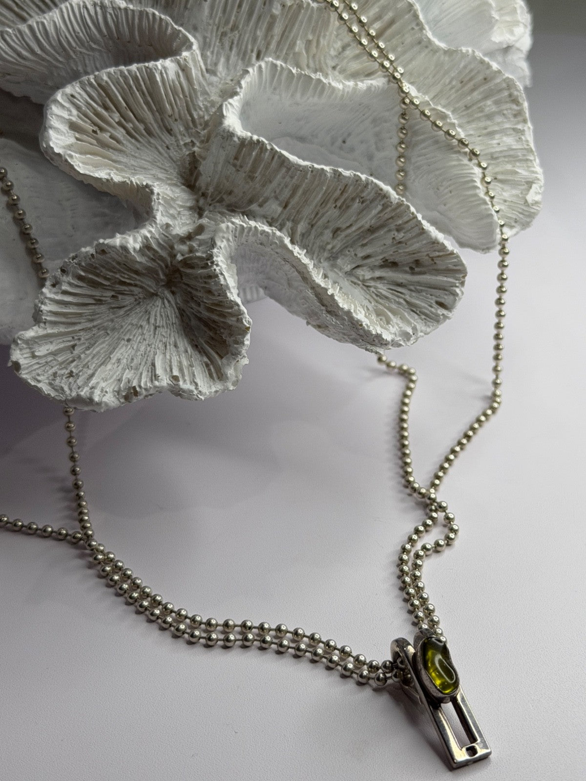 Arrack Lilly 925 Sterling Silver Peridot 2 Chain Necklace