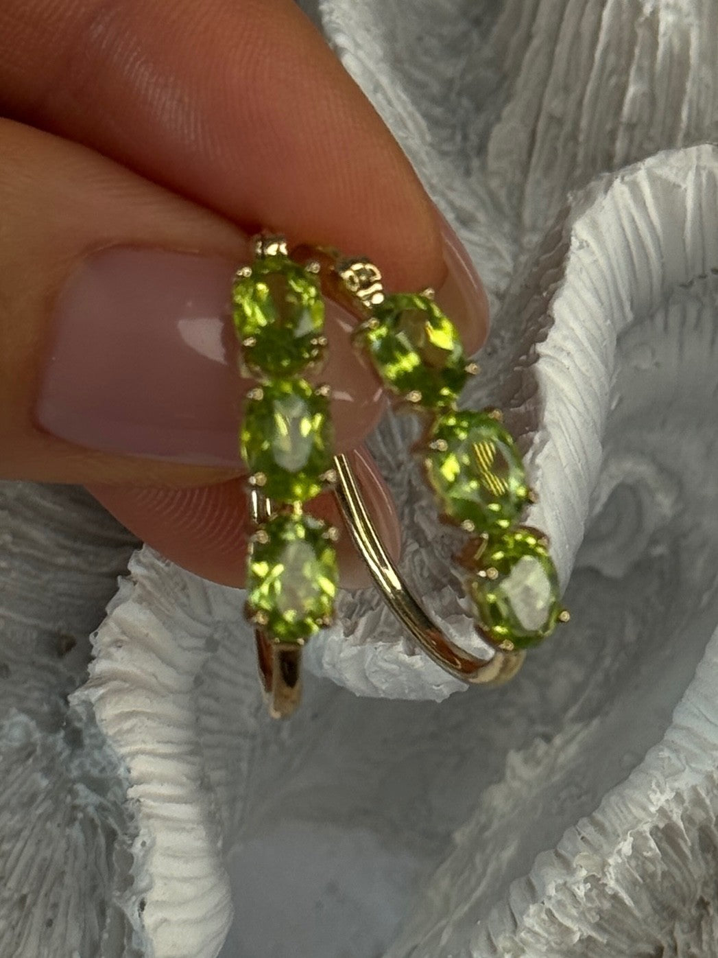 925 Sterling Silver Gold Plated Peridot Earrings Length 1.10 Inch