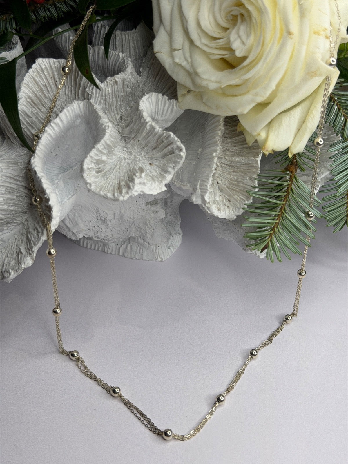 Elegant Italy 925 Sterling Silver Necklace Length 23 Inch