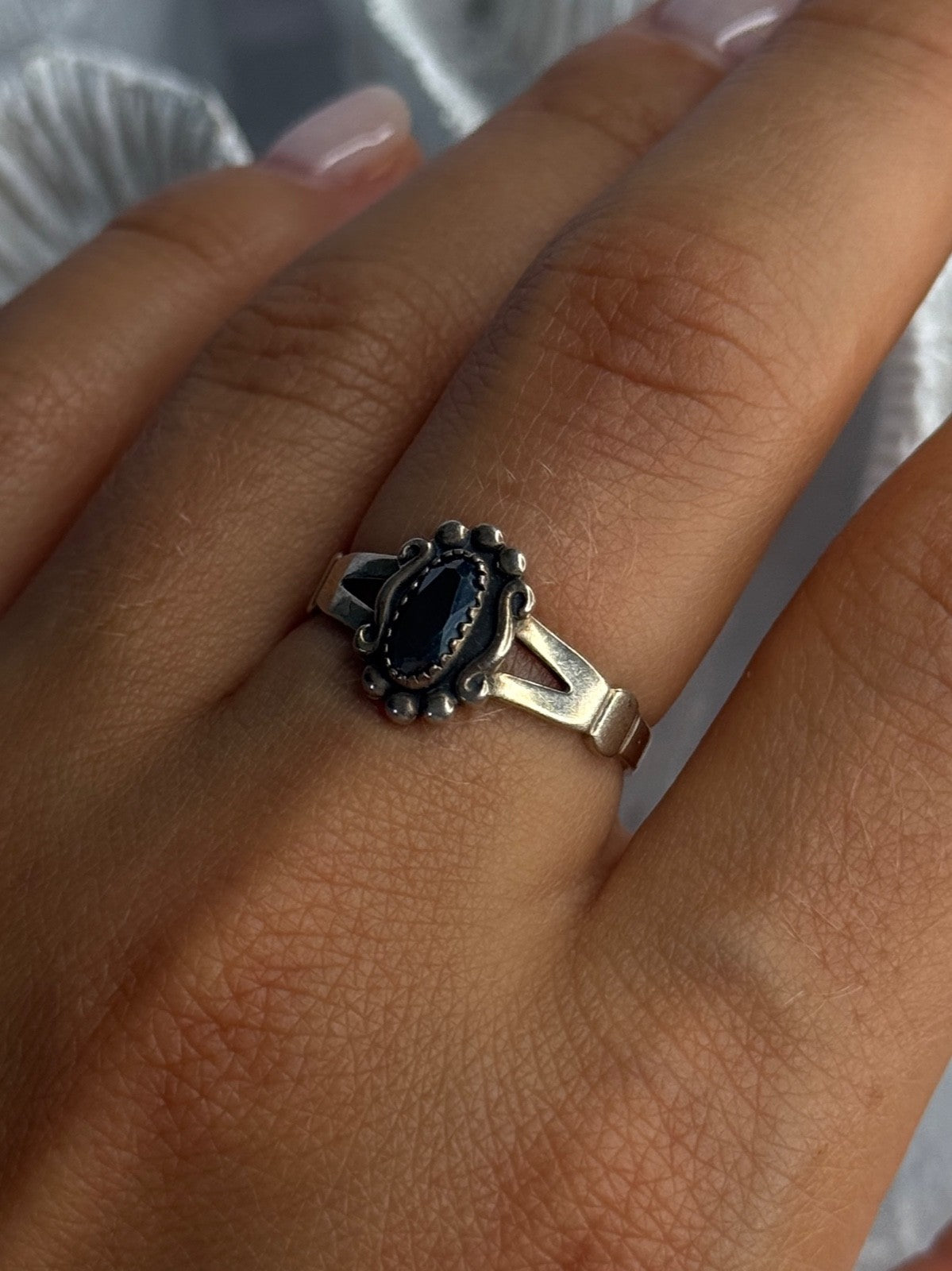 925 Sterling Silver Hematite Ring Size 8.5