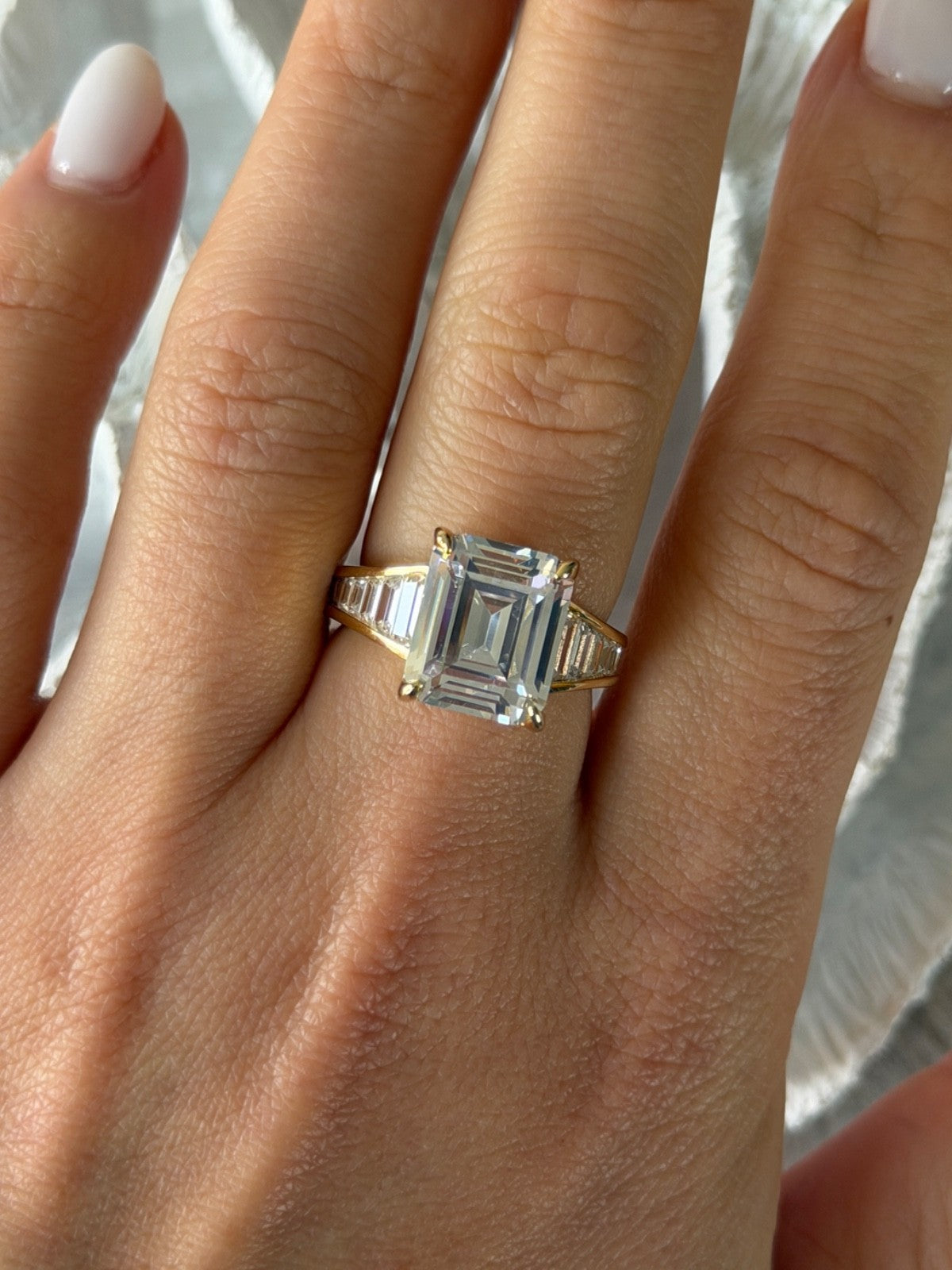 925 Sterling Silver Gold Plated Cz Ring Size 8