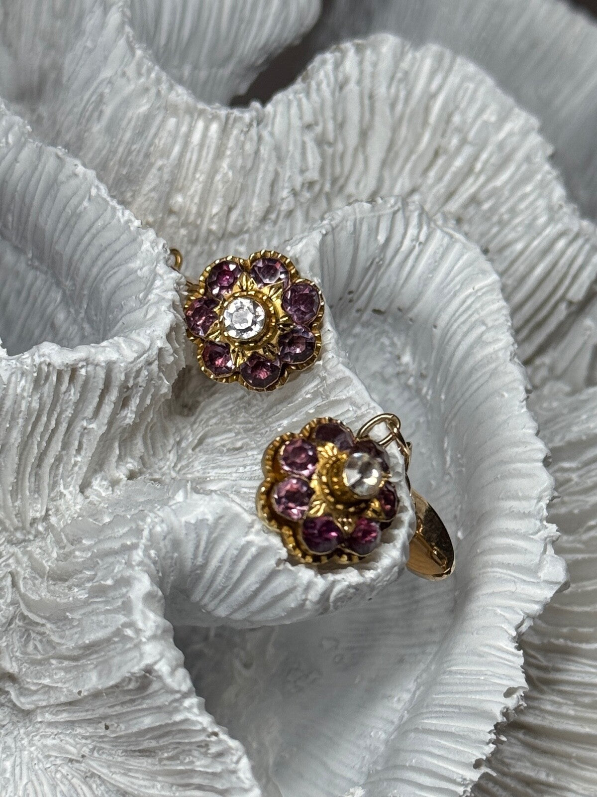 Estate Antique 18K & 14K Yellow Gold Circular Floral Leaf Cuff Links