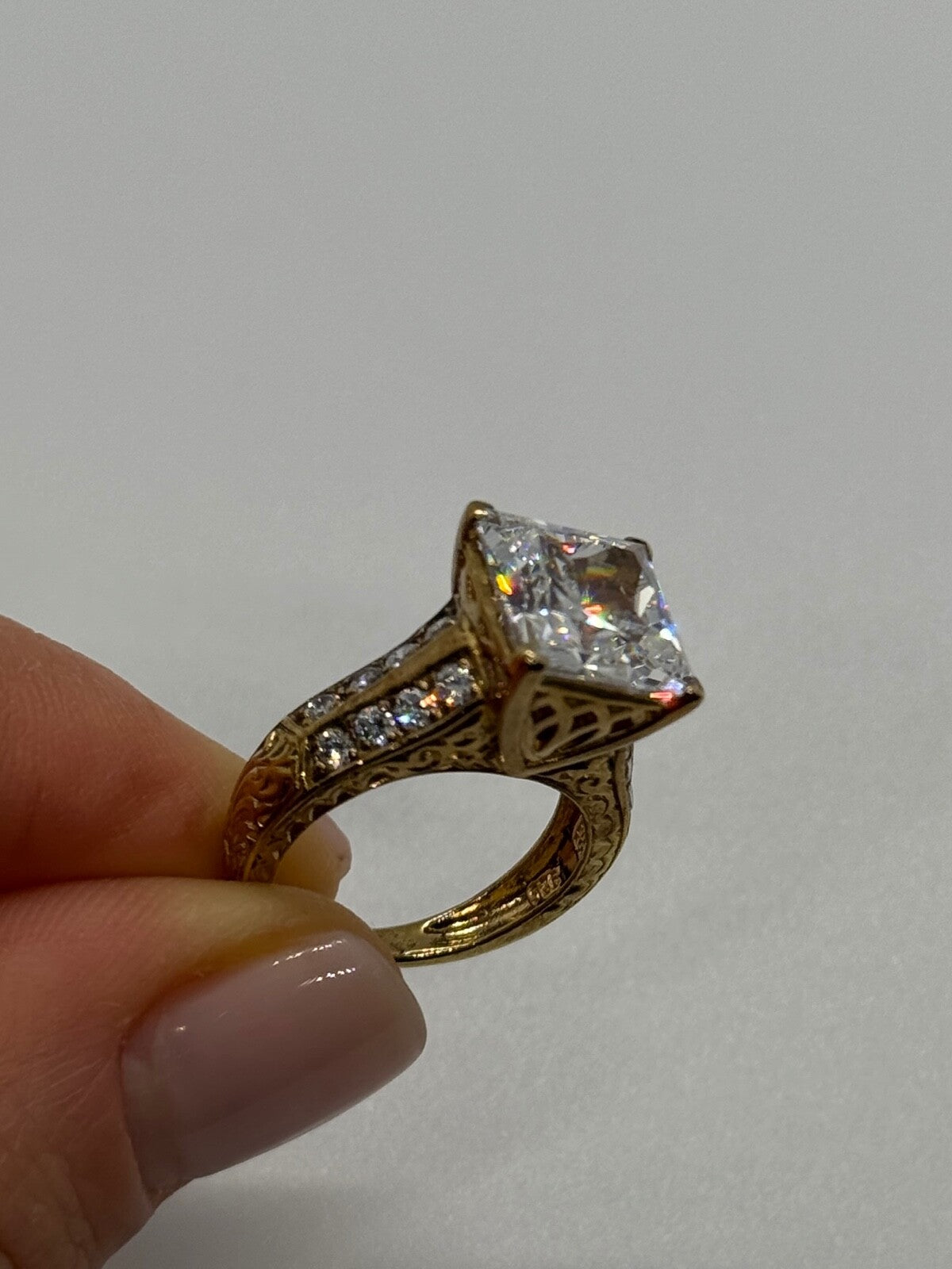 925 Sterling Silver Gold Plated CZ Ring Size 4.5