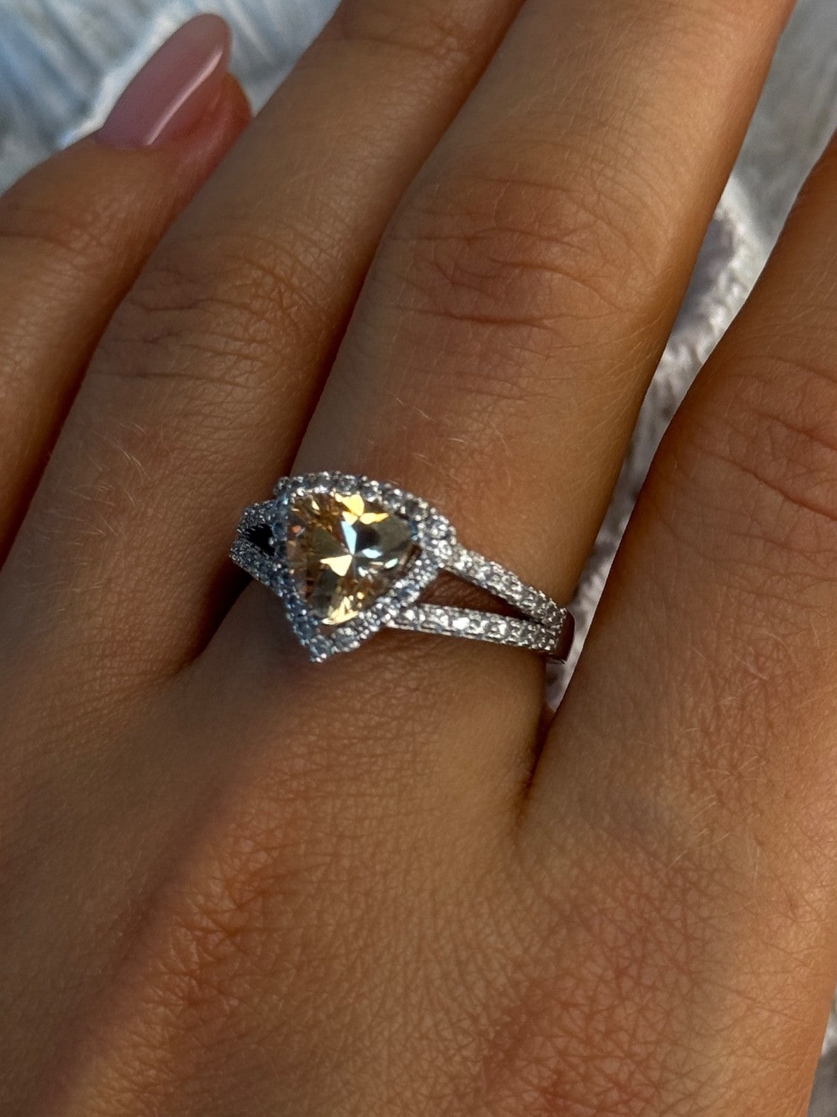925 Sterling Silver Citrine & Beryl Ring Size 8.5