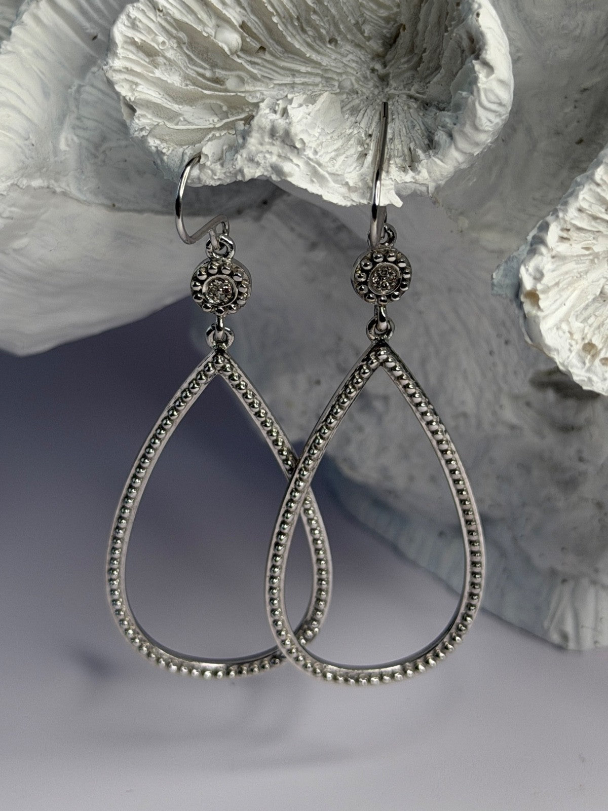 925 Sterling Silver Teardrop CZ Earrings