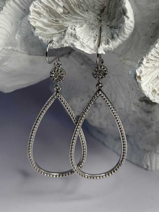 925 Sterling Silver Teardrop CZ Earrings