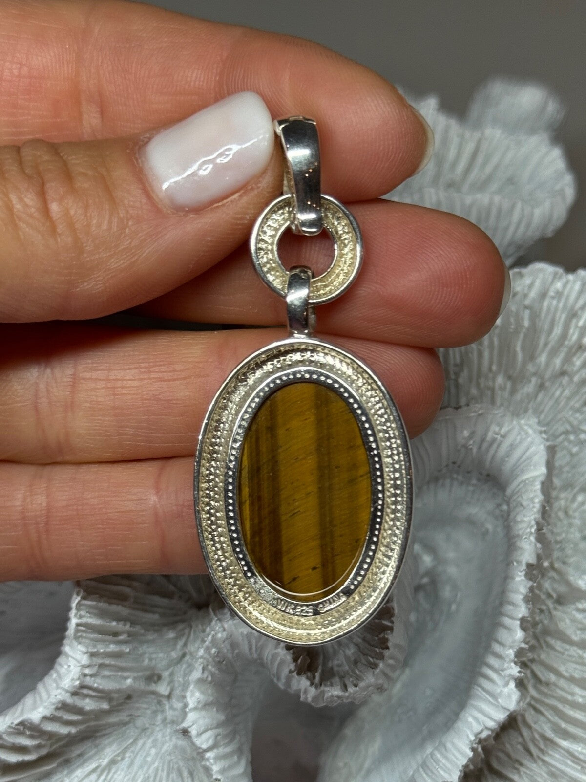 925 Sterling Silver Amber Pendant Length 2.5 Inch