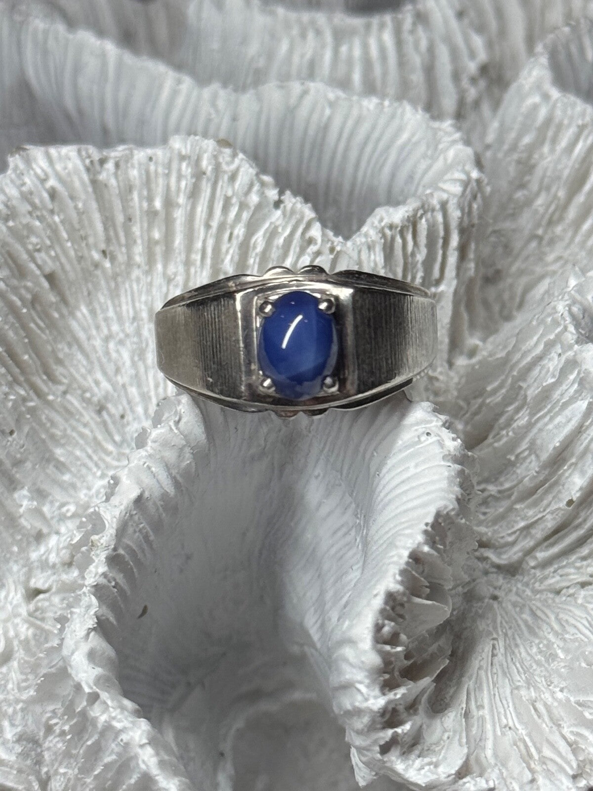 Men'S 925 Sterling Silver Star Sapphire Ring Size 10