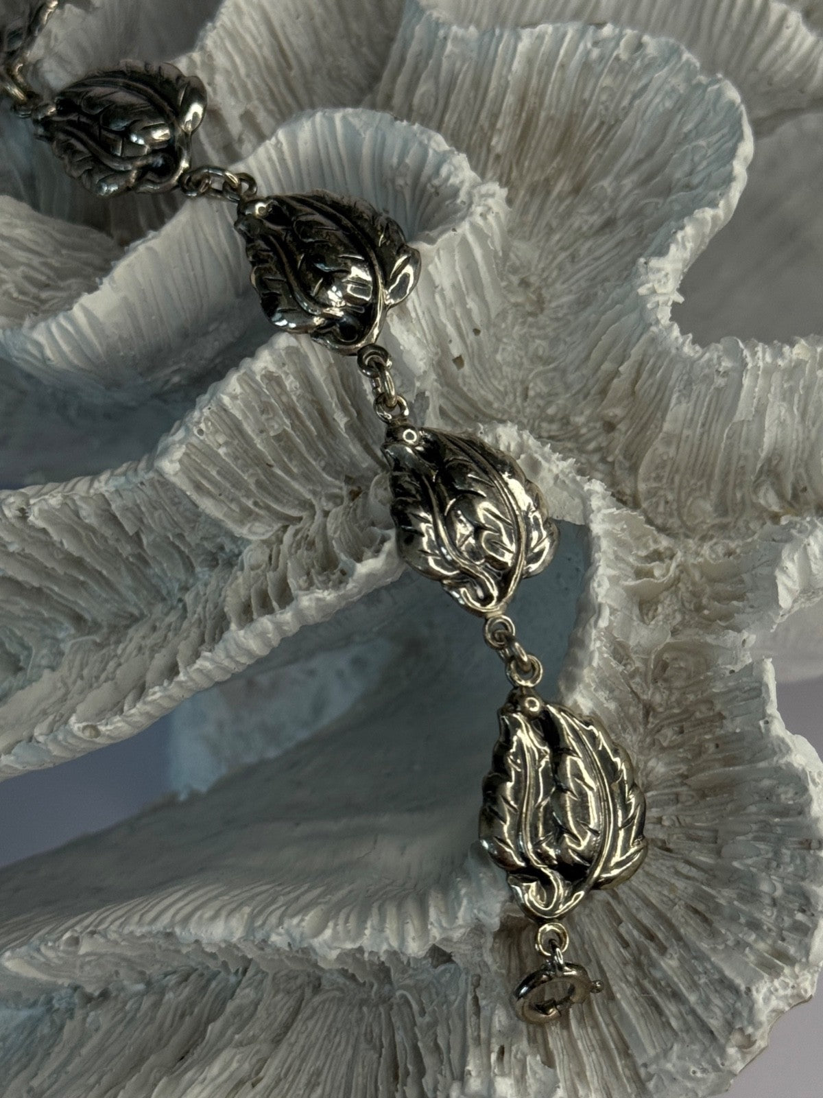 Vintage 925 Sterling Silver Danecraft Leaves Bracelet Length 7