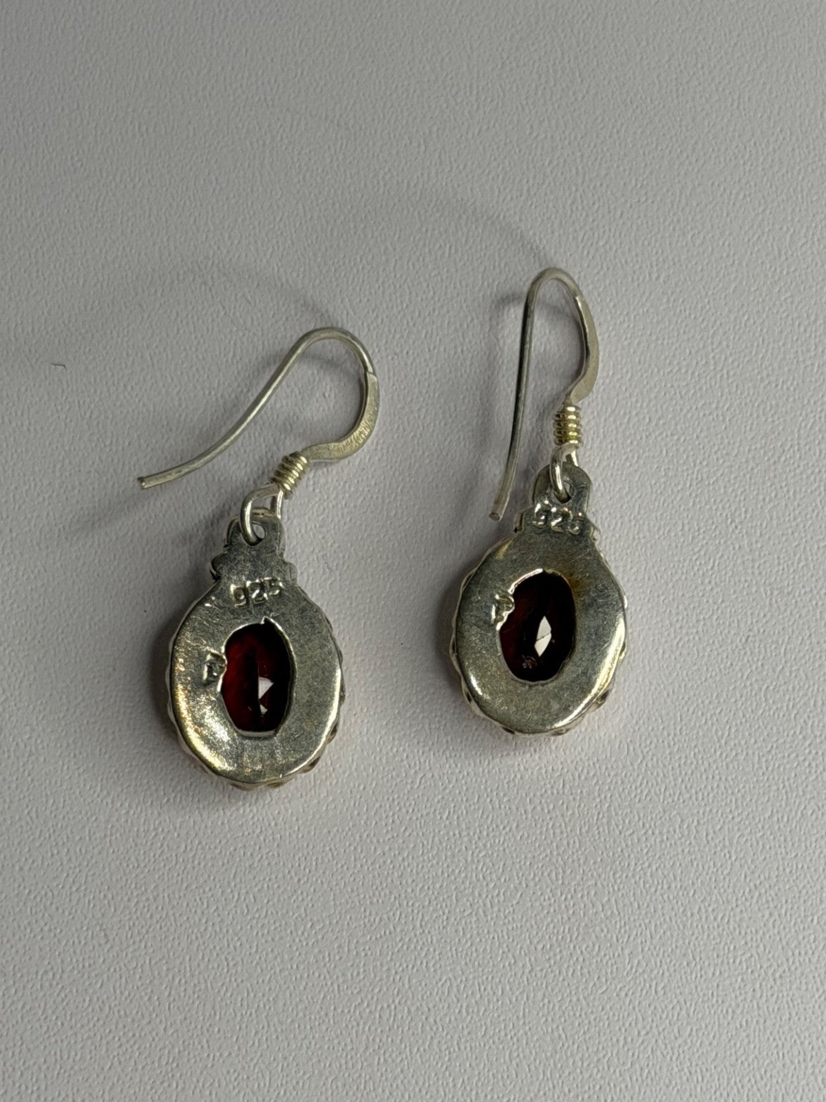 Vintage 925 Sterling Silver Garnet Earrings