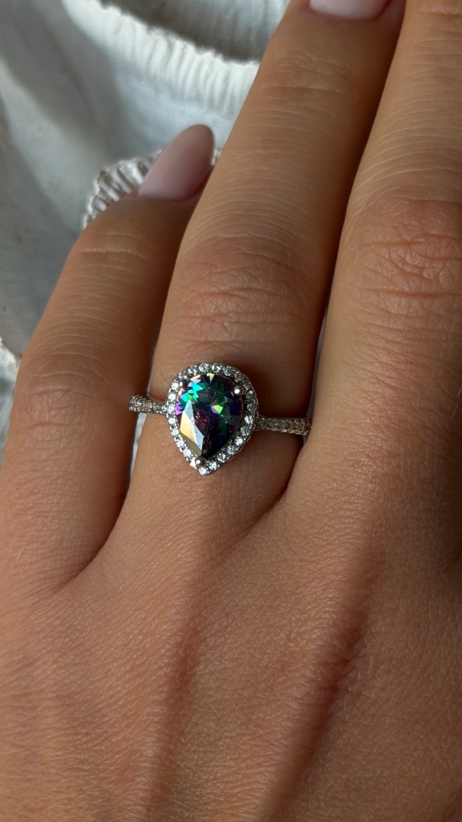 925 Sterling Silver Mystic Topaz & Cz Ring Size 7