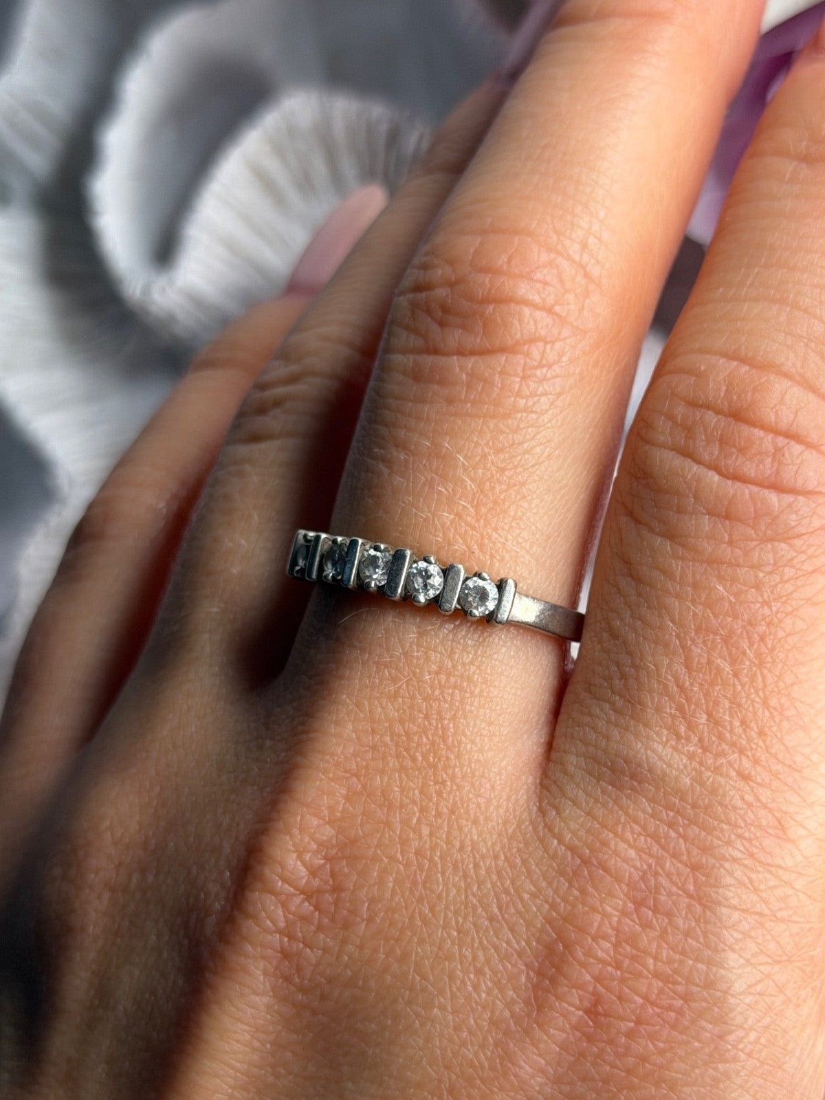 925 Sterling Silver Cz Ring Size 9