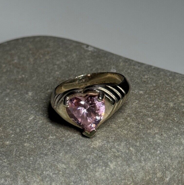 925 Sterling Silver CZ Heart Ring Size 6.5