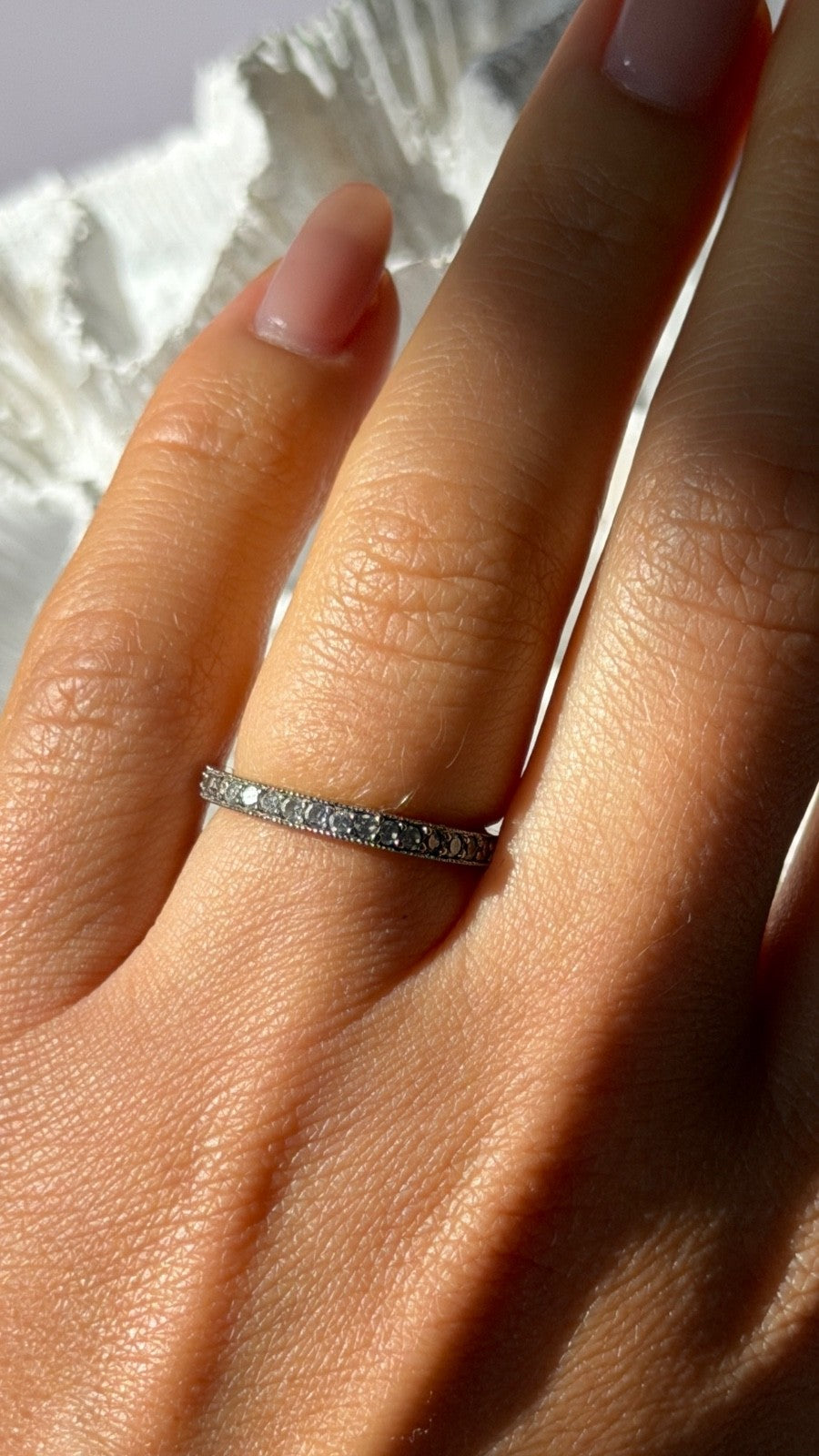 Minimalist Design 925 Sterling Silver Cz Ring Size 6