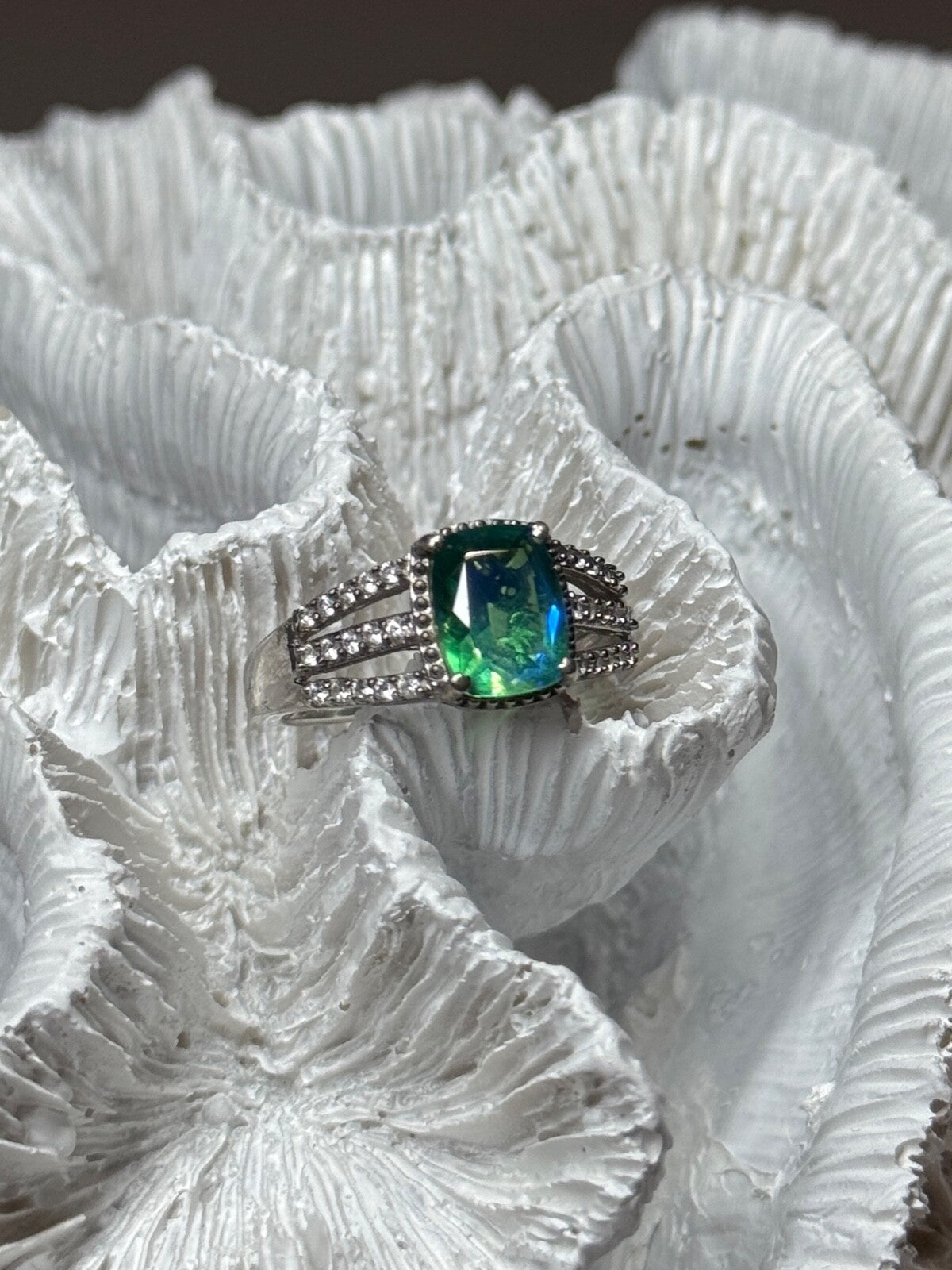 925 Sterling Silver Spinel & Beryl Ring Size 7.5