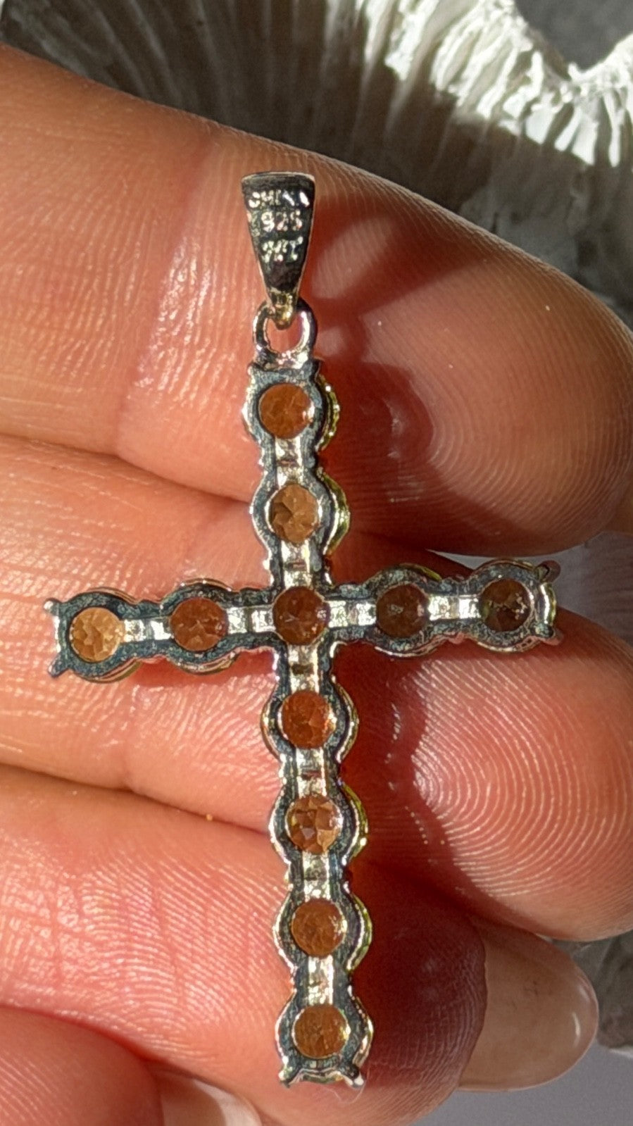 925 Sterling Silver Peridot Cross Pendant