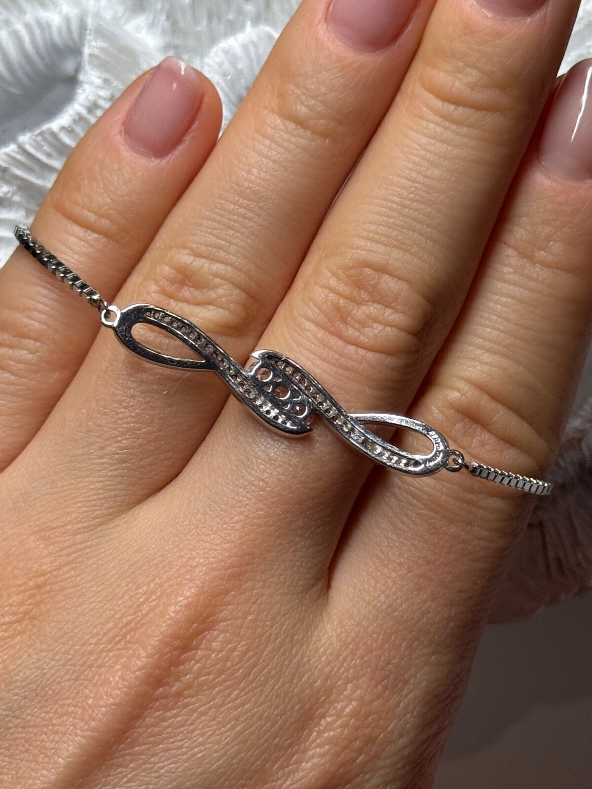 925 Sterling Silver CZ Bracelet Slider