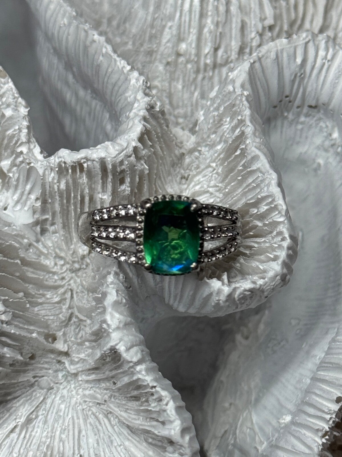 925 Sterling Silver Spinel & Beryl Ring Size 7.5