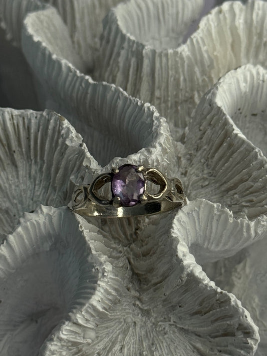 925 Sterling Silver Amethyst Ring Size 9.5