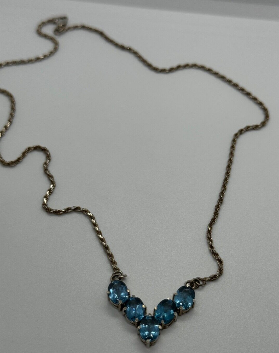 925 Sterling Silver Topaz Necklace Italy
