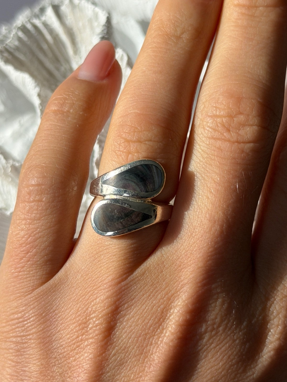 Vintage 925 Sterling Silver Abalone Ring Size 6
