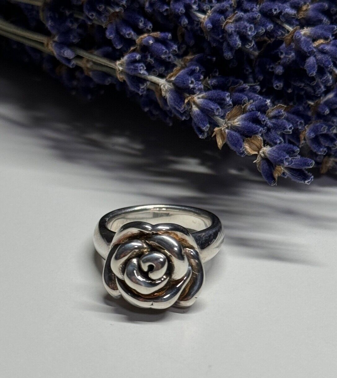 925 Sterling Silver Rose Ring Size 7