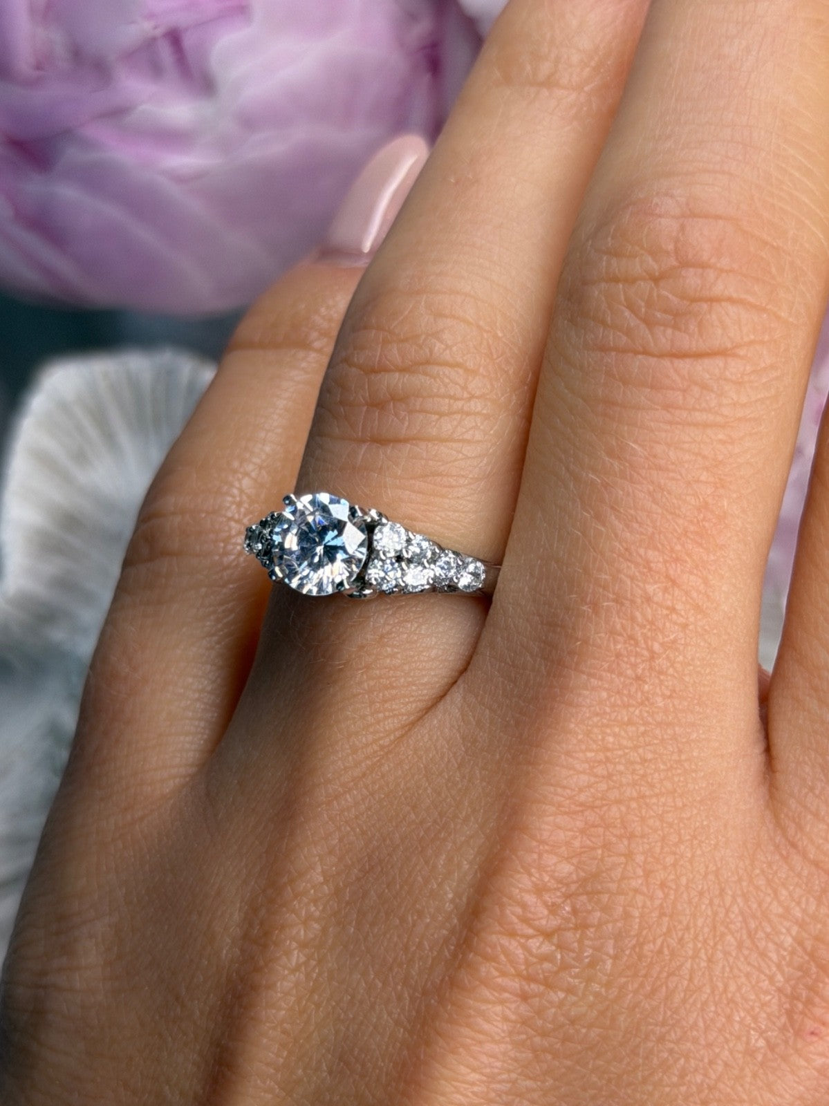 GOC 925 Sterling Silver tcw 1.80 Cz Ring Size 7