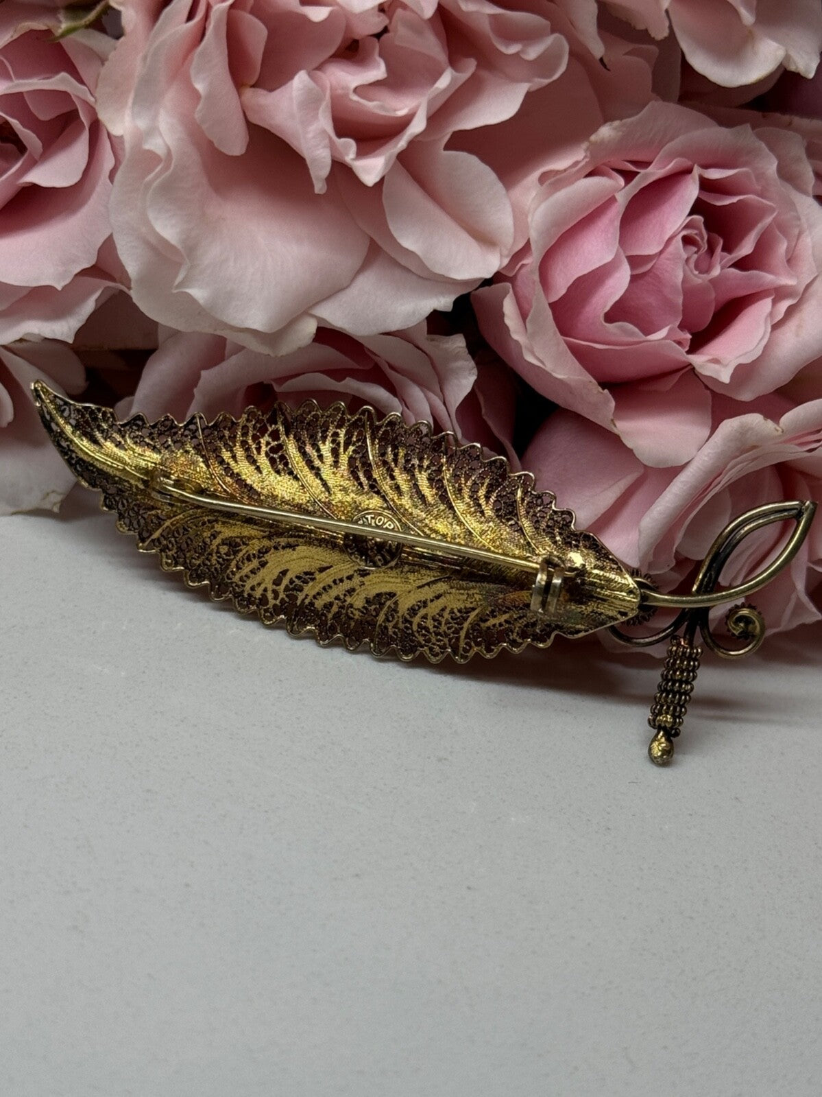 925 Sterling Silver Gold Plated Brooch