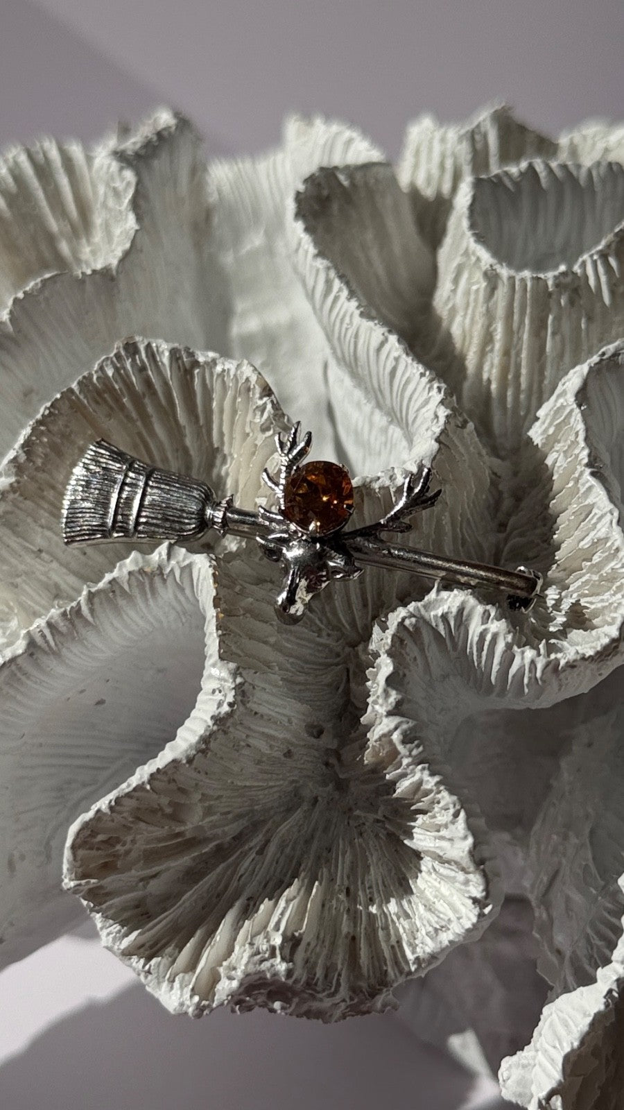 925 Sterling Silver Orange Citrine Deer Brooch