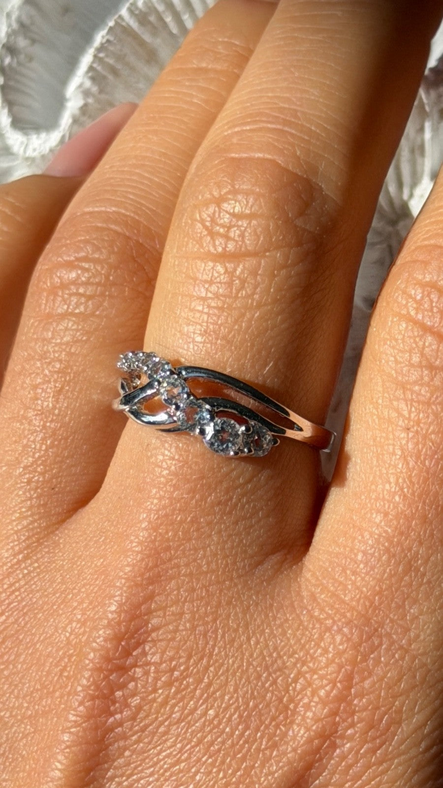 Lovely 925 Sterling Silver Cz Ring Size 8.5