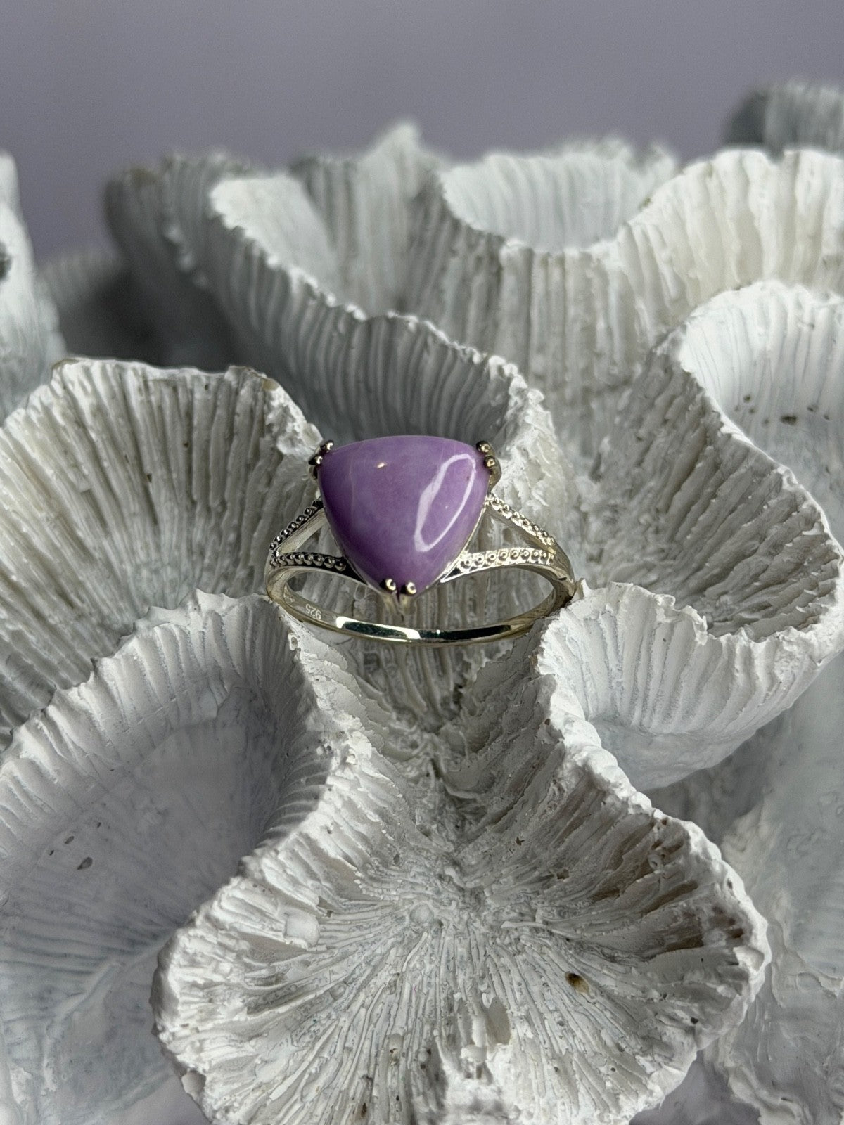 Djoy 925 Sterling Silver Lavender Jade Ring Size 10