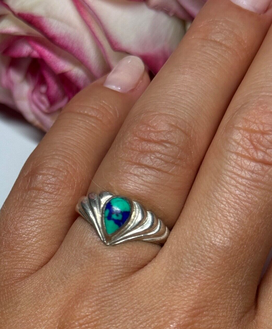 925 Sterling Silver Turquoise Ring Size 5.5