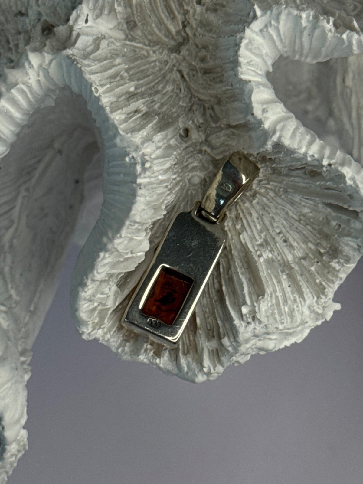 Vintage 925 Sterling Silver Amber Pendant Length 1.10 Inch