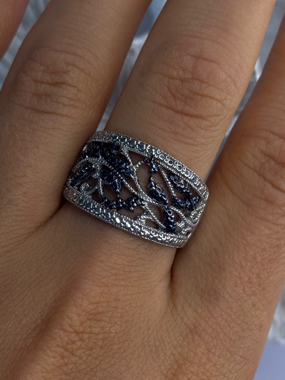 925 Sterling Drop Silver Leaf Design Ring Size 10